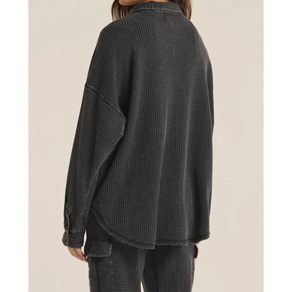 NEW Z SUPPLY elijah waffle jacket in black - Picture 2 of 2